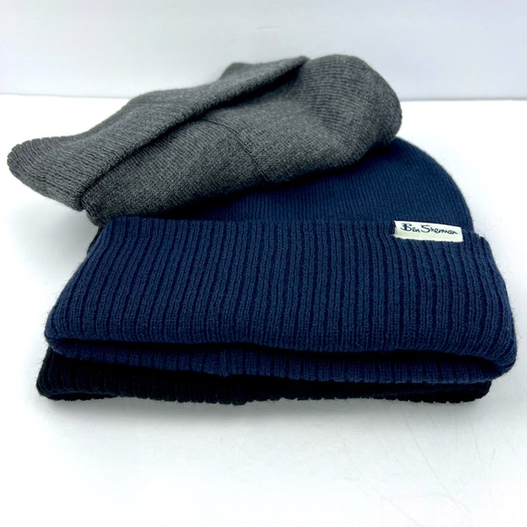 BEN SHERMAN, 3 PACK BEANIE SET, UNISEX, ONE SIZE FITS ALL, GREY, NAVY & BLACK - Picture 6 of 16